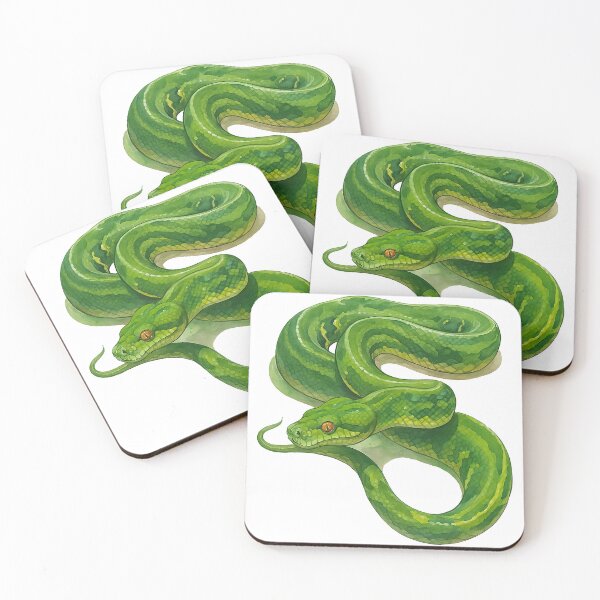 Item preview, Green Tree Python Coiled Snake Illustration designed and sold by ArtfulWeave.