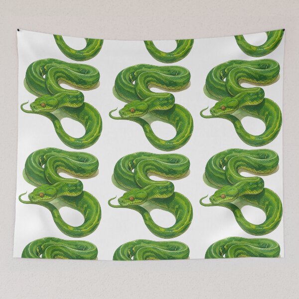 Item preview, Green Tree Python Coiled Snake Illustration designed and sold by ArtfulWeave.