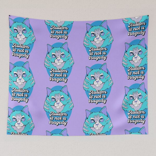 Item preview, Autism is not a tragedy cat blue cat designed and sold by crestfallenmermaid.