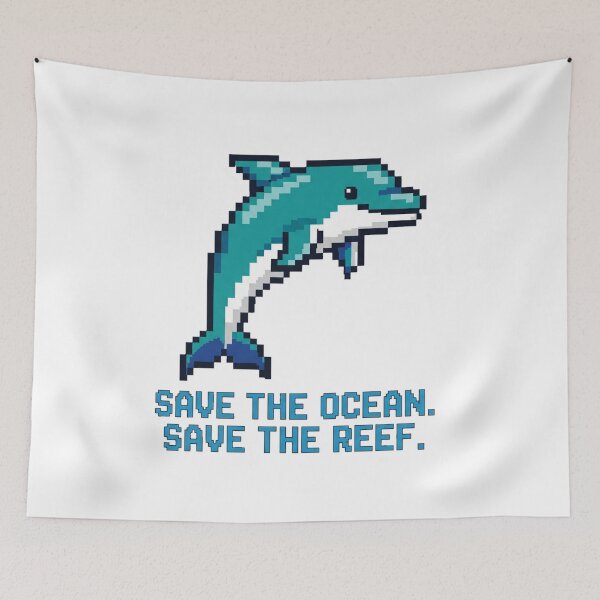 Item preview, Pixel Ocean Hero: Dolphin Calls for Reef Rescue! designed and sold by ART-POD-PL.