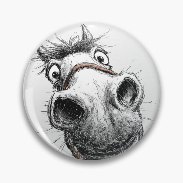 Item preview, Stylized drawing of the "Astonished Horse", sketch, astonished, surprised, humor, caricature designed and sold by ateliersabourin.