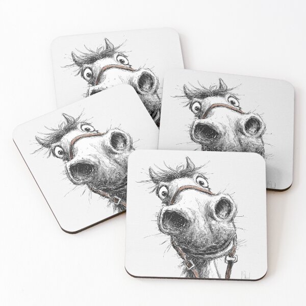 Item preview, Stylized drawing of the "Astonished Horse", sketch, astonished, surprised, humor, caricature designed and sold by ateliersabourin.
