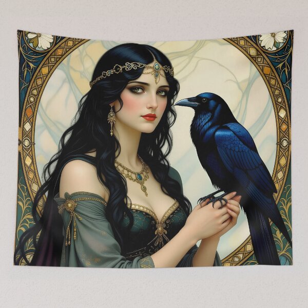 Item preview, Goddess Morrigan with Raven. designed and sold by SoniaSarkali.
