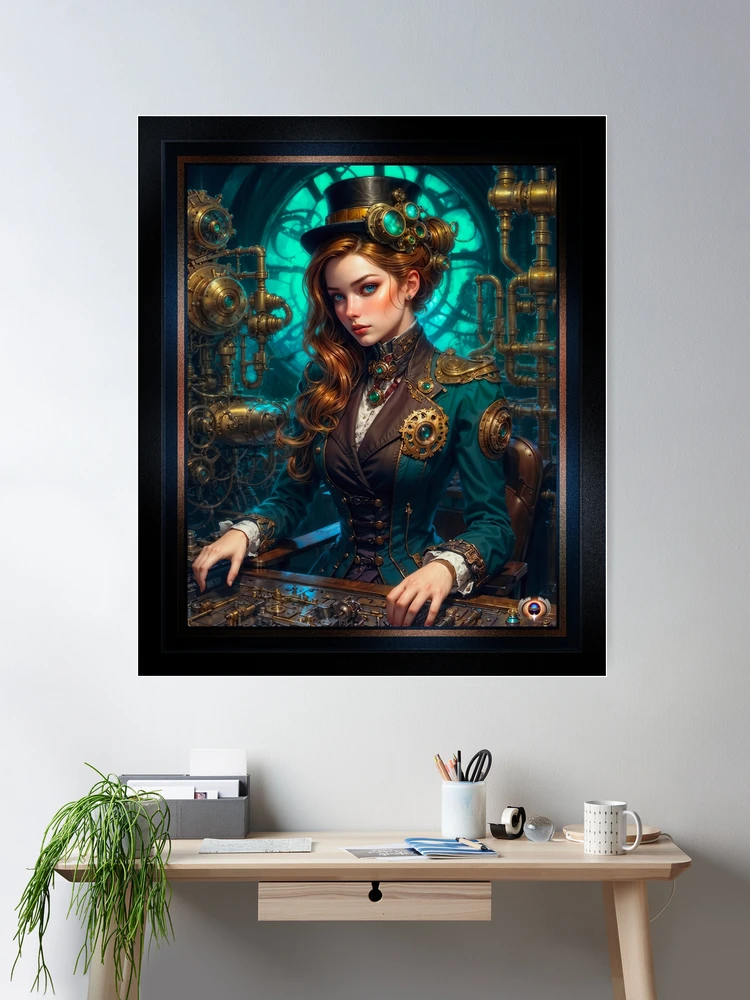 Engineer Portrait Of Steampunk Artisan Velora Vellania Mesmerizing AI Concept Art by Xzendor7 Room Decor Poster Art Print