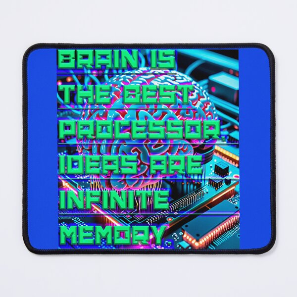 Item preview, The Brain Is the Best Processor — Tech Neon Quote Print designed and sold by ShumLab.