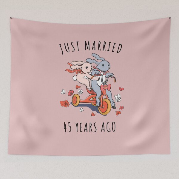 Item preview, Just Married 45 Years Ago - 45th Anniversary Couple Bunnies Tee, Phone Cases And Other Gifts designed and sold by MemWear.
