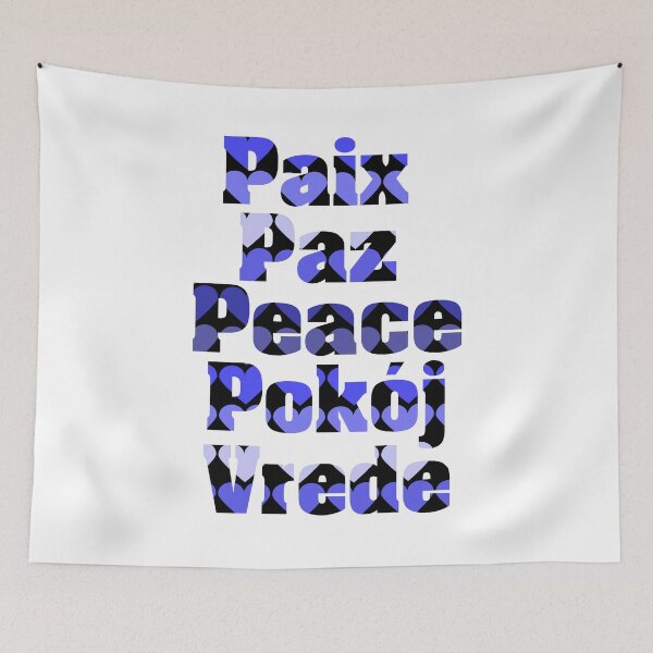 Item preview, Peace in Many Languages Blue Hearts designed and sold by ValeriesGallery.