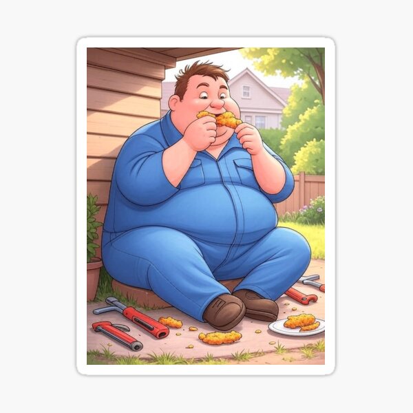 Item preview, Plumber Eating Fried Chicken designed and sold by INEEDBABYPOWDER.