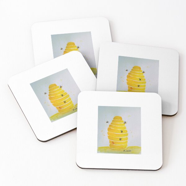 Item preview, Beehive and bees original watercolor designed and sold by GwendolynLee.