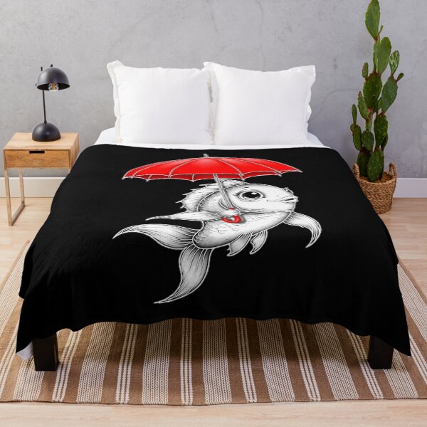 Item preview, Fish Under Red Umbrella designed and sold by Linework Studio.