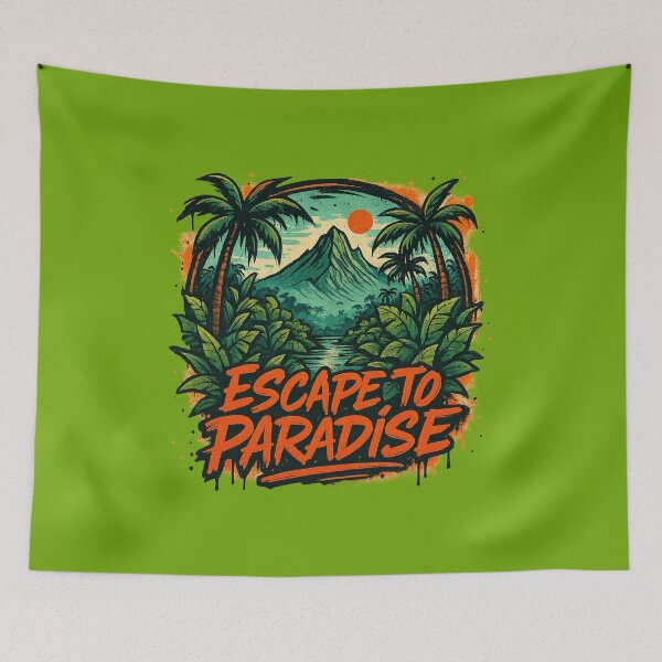 Item preview, Escape to Paradise - Tropical Island Getaway Quote Design designed and sold by MarCinu Art.