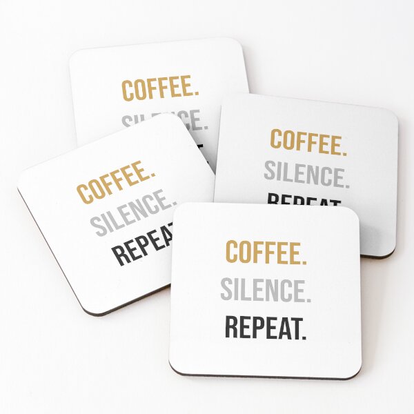 Item preview, Coffee Silence Repeat - Minimal Monochrome Typography designed and sold by AMCshoppingg.