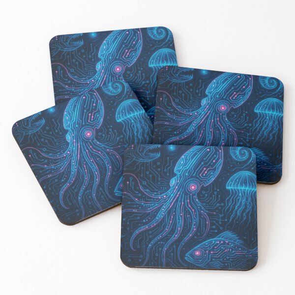 Item preview, Neon Circuit Sea Creatures Cyberpunk Ocean Wildlife Tech Art designed and sold by zevorgue.