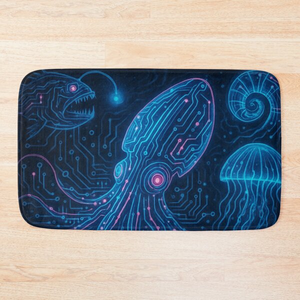 Item preview, Neon Circuit Sea Creatures Cyberpunk Ocean Wildlife Tech Art designed and sold by zevorgue.