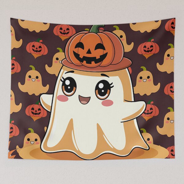 Item preview, Cute Halloween Ghost with Pumpkin Hat designed and sold by JoeZigns81.