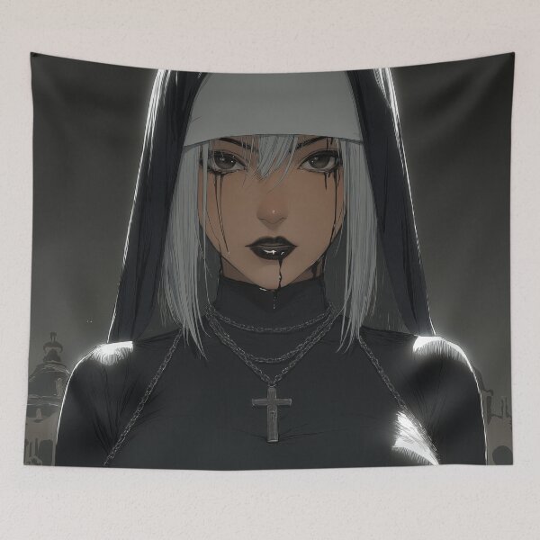 Item preview, goth nun designed and sold by CursedbyLilith.