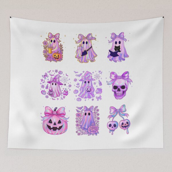 Item preview, Pink Ghost, Pumpkin, Skull - Funny Halloween Art designed and sold by PeteLawliiet.