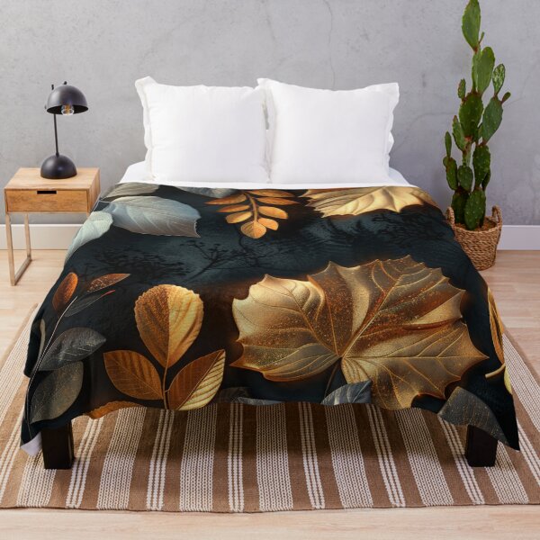 Item preview, Golden and Silver Leaves on Black – Elegant Metallic Botanical Art designed and sold by MargaretWiktor.