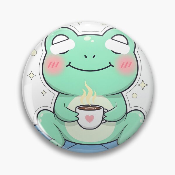 Item preview, “Kawaii Frog – Cute Coffee Lover”  designed and sold by Cullinan Art.