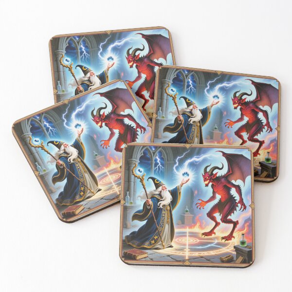Item preview, Wizard vs Demon illustration designed and sold by Vintage Designs +.