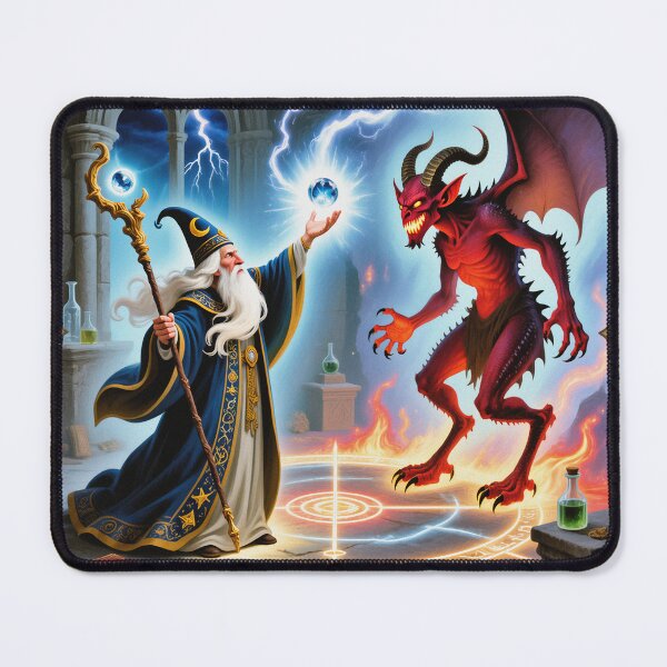 Item preview, Wizard vs Demon illustration designed and sold by Vintage Designs +.