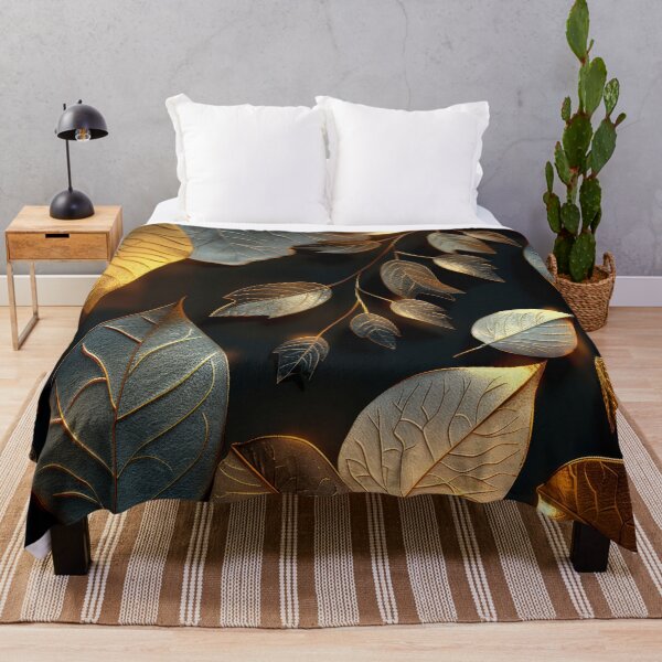 Item preview, Golden and Silver Leaves on Black – Elegant Metallic Botanical Art designed and sold by MargaretWiktor.