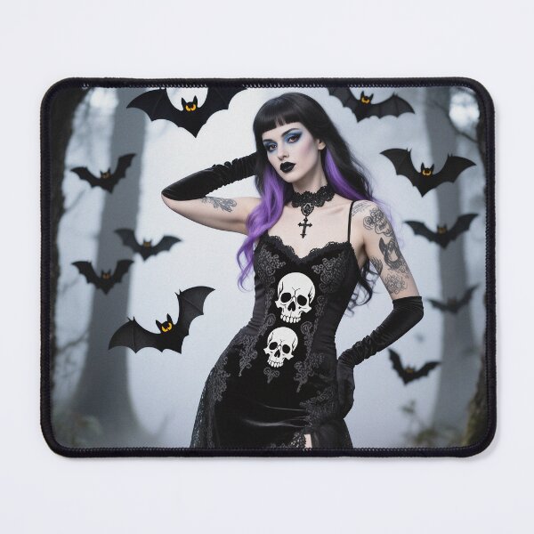 Item preview, Gothic woman posing in black dress designed and sold by Vintage Designs +.