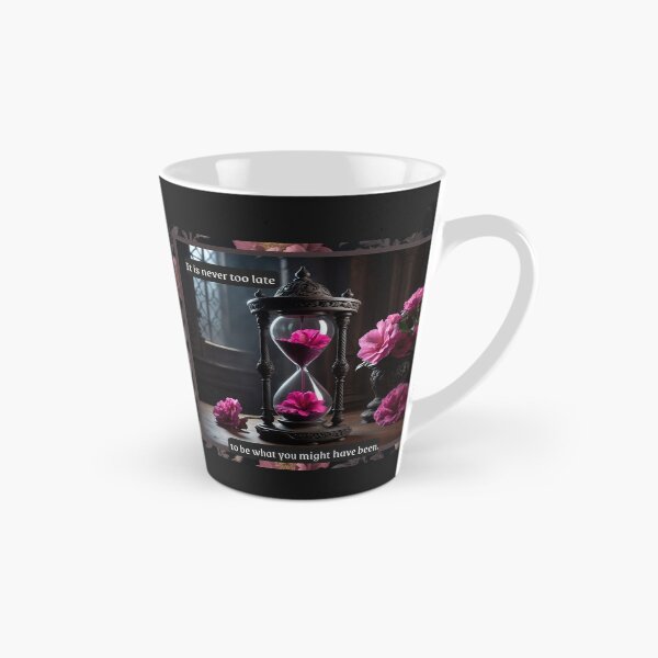 Item preview, It Is Never Too Late – Elegant Hourglass & Floral Motivational Quote Art designed and sold by dreamparlor.