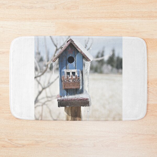 Item preview, Rustic Blue Birdhouse Iced Over – Canadian Winter Storms in Nature designed and sold by AlishaWatson.