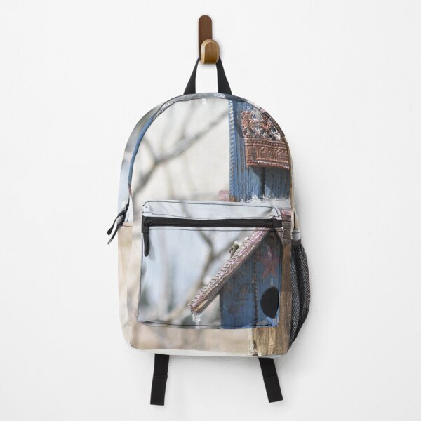 Item preview, Rustic Blue Birdhouse Iced Over – Canadian Winter Storms in Nature designed and sold by AlishaWatson.