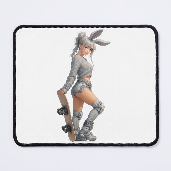 Item preview, Cyber Bunny Girl with Snowboard | Futuristic Anime Style designed and sold by NeonCore.