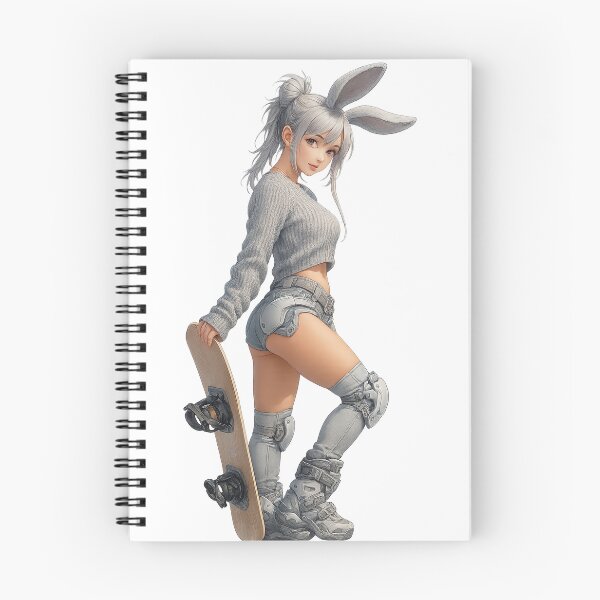 Item preview, Cyber Bunny Girl with Snowboard | Futuristic Anime Style designed and sold by NeonCore.