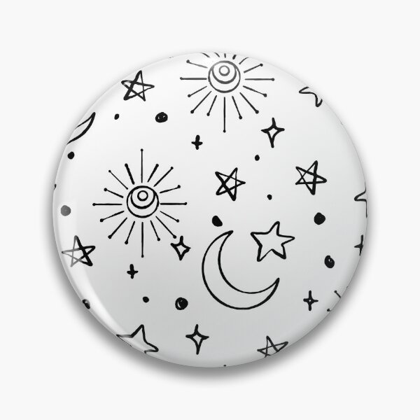 Item preview, Hand Drawn Celestial Objects in Black Pattern designed and sold by Farissa Designs.