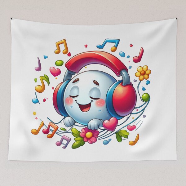 Item preview, Happy Emoji Jamming With Headphones designed and sold by Good Vibes .