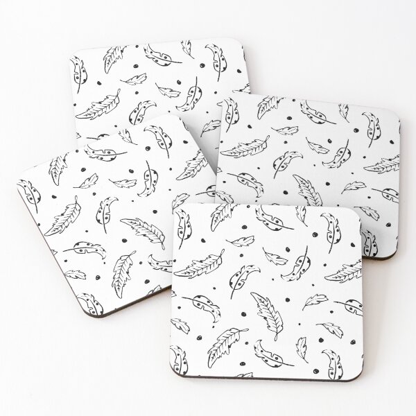 Item preview, Flying Feathers in Black Ink Pattern designed and sold by Farissa Designs.