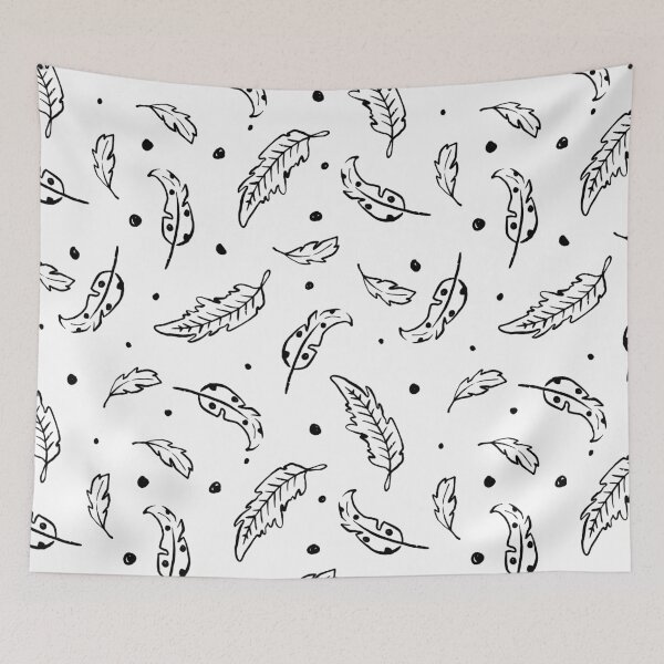 Item preview, Flying Feathers in Black Ink Pattern designed and sold by Farissa Designs.