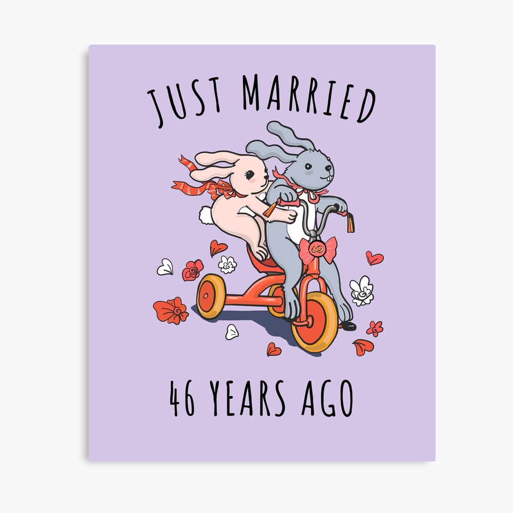 Impression Photo Just Married 46 Years Ago 46e Anniversaire De Mariage De Lapins De Couple Cas De Telephone Et D Autres Cadeaux Par Memwear Redbubble