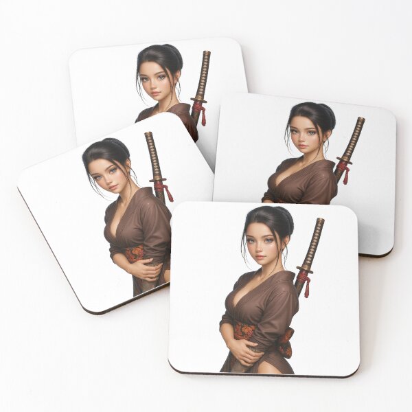 Item preview, Elegant Samurai Girl – 3D Anime CGI Art Print designed and sold by NeonCore.