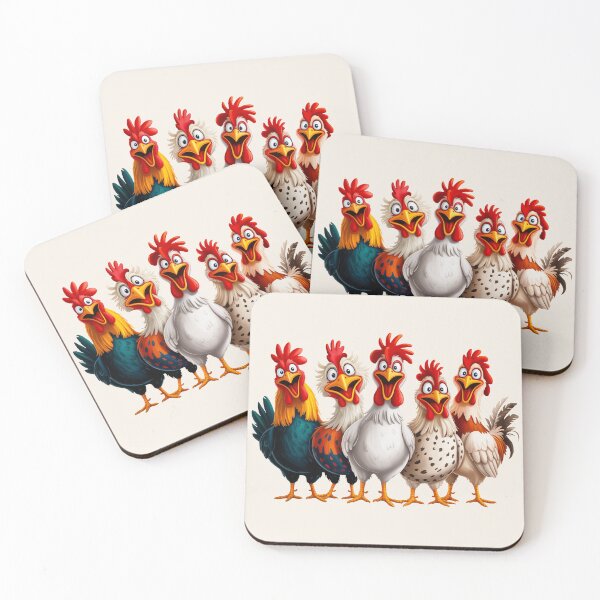 Item preview, The Poultry Gang – Funny Roosters Looking at You Cartoon Design designed and sold by EmeraldeaArt.