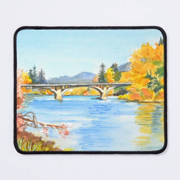 Item preview, Autumn Bridge Over Quiet Waters designed and sold by MerriliesBrush.