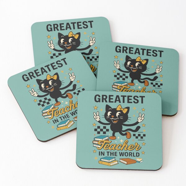 Item preview, Greatest Teacher in the World - Cute Retro Cat Design designed and sold by Designkarte.