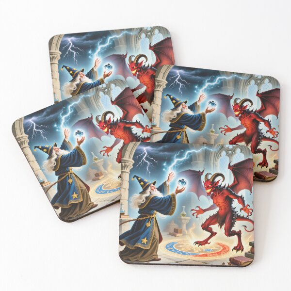 Item preview,  Wizard vs Demon illustration designed and sold by Vintage Designs +.