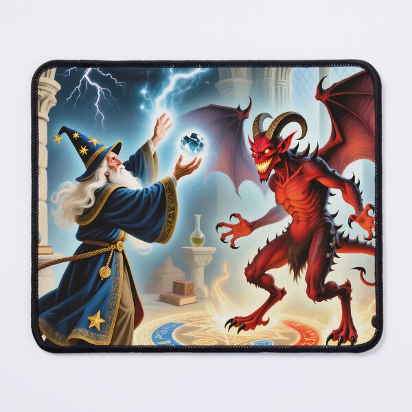 Item preview, Wizard vs Demon illustration designed and sold by Vintage Designs +.