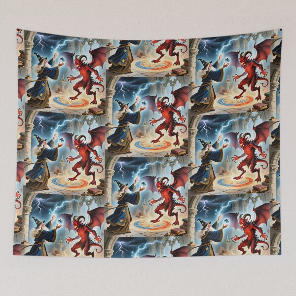 Item preview,  Wizard vs Demon illustration designed and sold by Vintage Designs +.