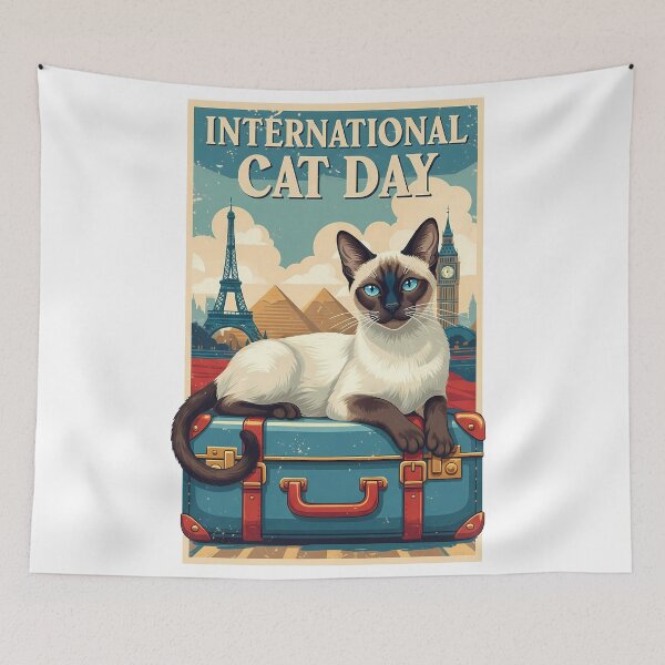 Item preview, Vintage Travel Poster International Cat Day designed and sold by zoughlal.