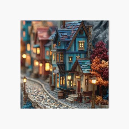 Item preview, Nordic Charm: Vibrant Wooden Houses Art designed and sold by PriyaArt85.