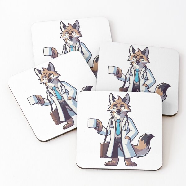 Item preview, Stylish Cartoon Maned Wolf Doctor with Coffee Mug designed and sold by Confuzz1ed.