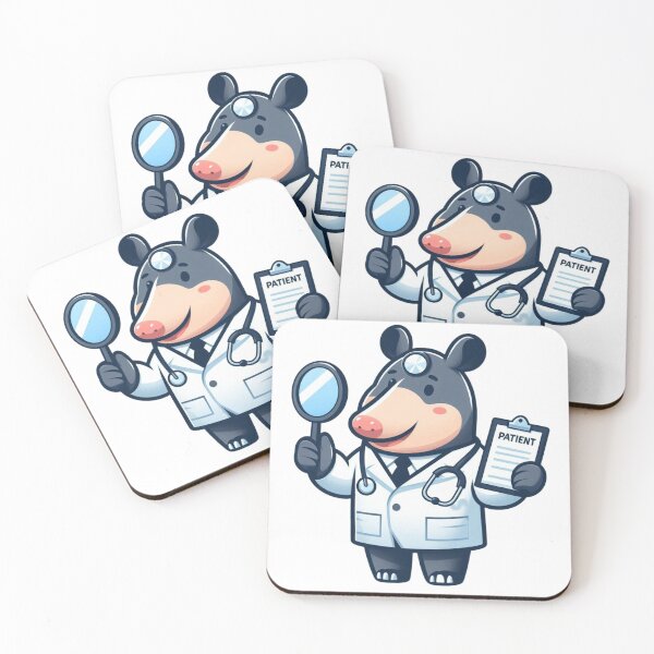 Item preview, Cute Cartoon Tapir Doctor with Chart and Head Mirror designed and sold by Confuzz1ed.