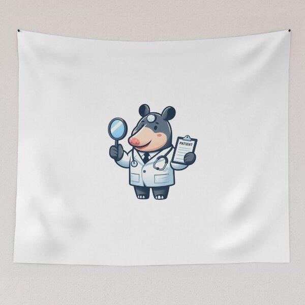Item preview, Cute Cartoon Tapir Doctor with Chart and Head Mirror designed and sold by Confuzz1ed.