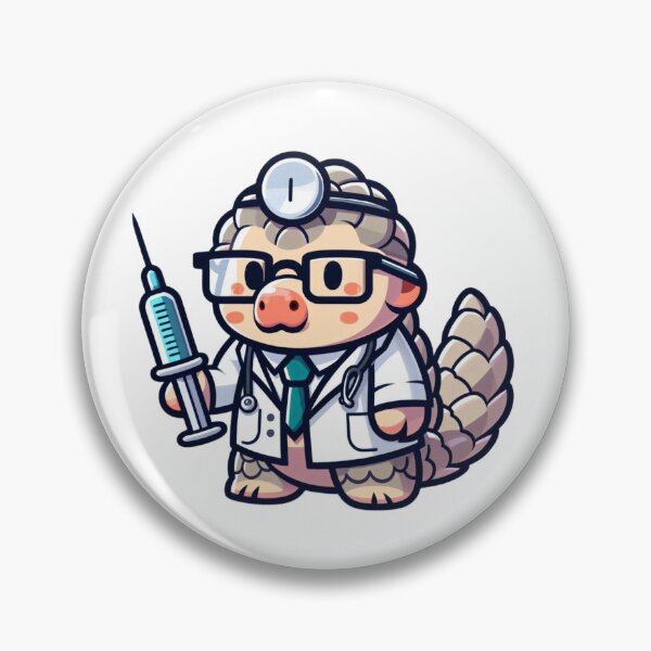 Item preview, Funny Cartoon Pangolin Doctor Holding Syringe designed and sold by Confuzz1ed.